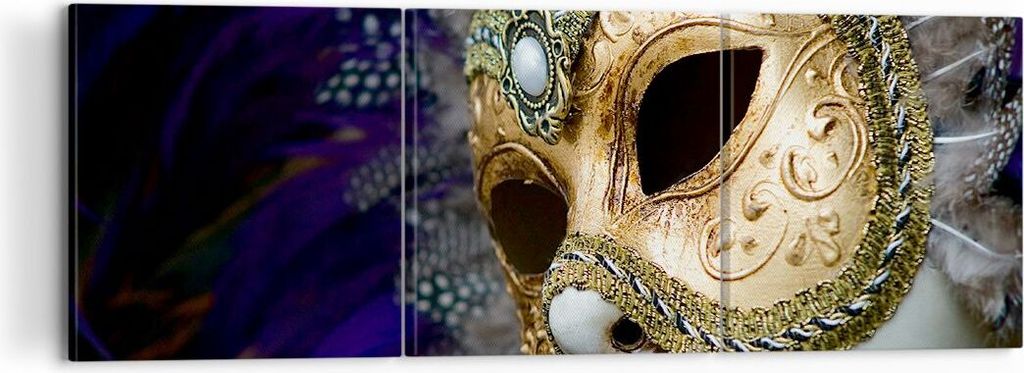 Bild auf Leinwand - Leinwandbild - Maske Gesicht Mysterium - 120x40cm - Wand Bild - Wanddeko - Leinwanddruck - Bilder - Kunstdruck - Wanddekoration...