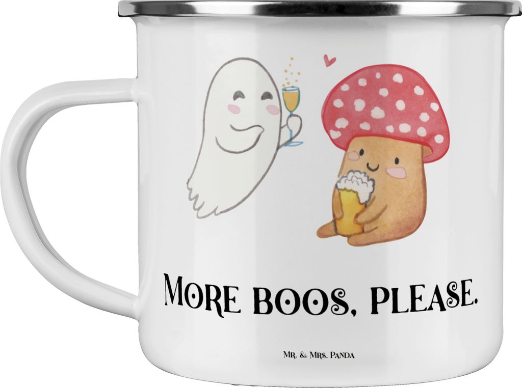 Mr. & Mrs. Panda Emaille Tasse Gespenst  Prost  - Weiß - Produktbild 
