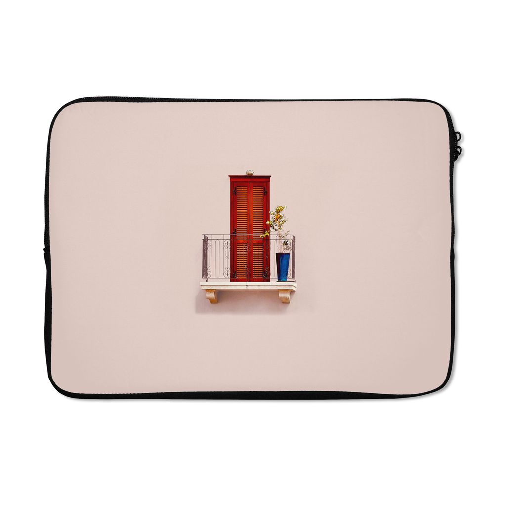 MuchoWow Laptop Hülle 13 Zoll Tür - Rot - Pastell - Architektur Laptoptasche - Laptophülle - Sleeve - Rundumschutz