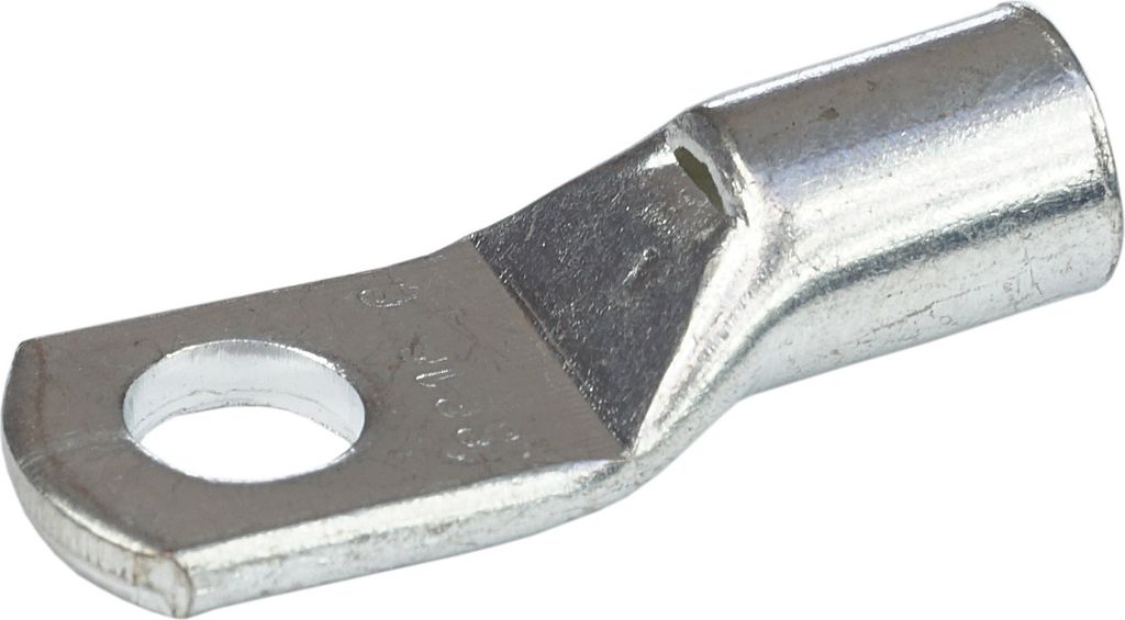 A single silver metal ring terminal is shown against a white background.