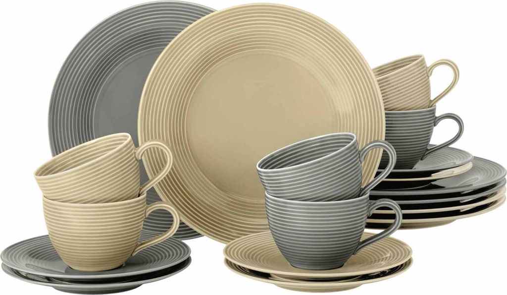 Seltmann Weiden Beat Grau/Beige Kaffeeservice 18 tlg.