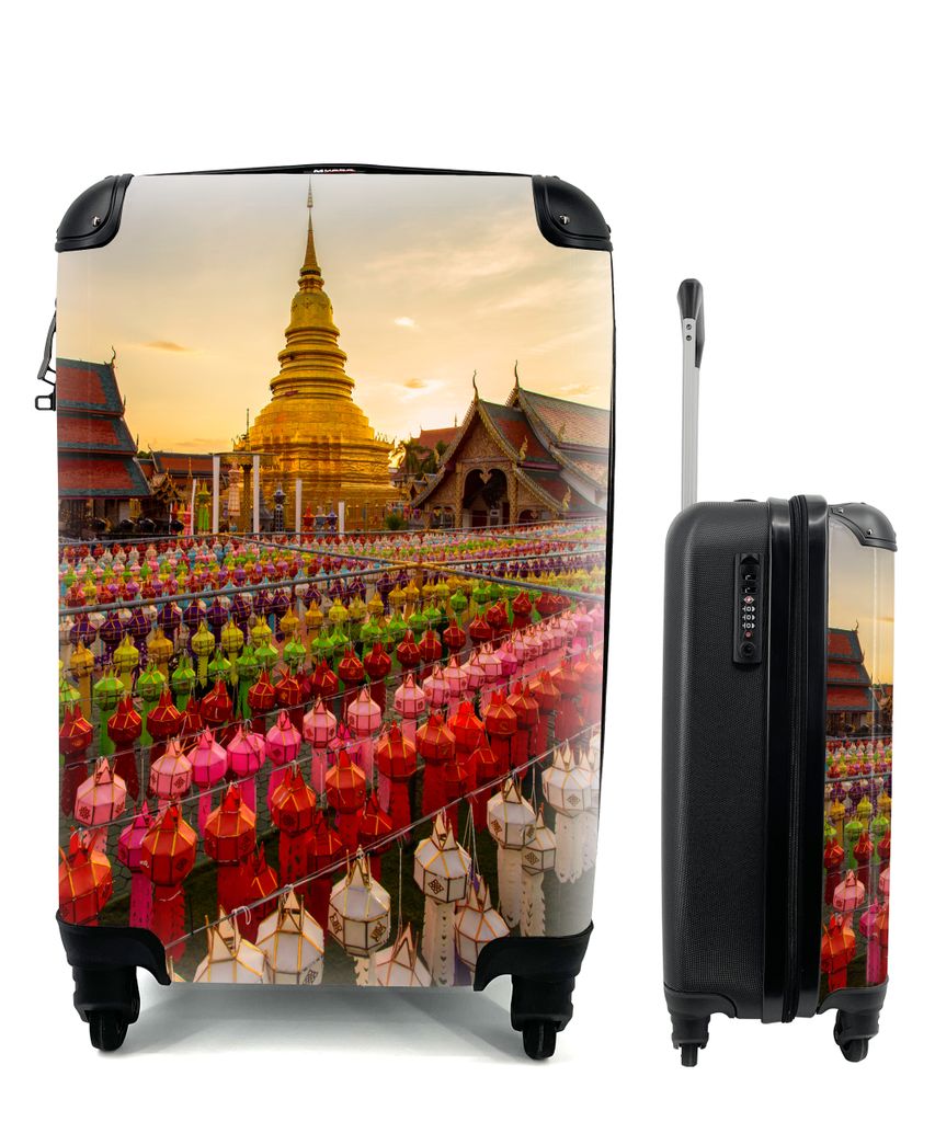 MuchoWow Koffer Handgepäck Trolley Rollkoffer Kleine Reisekoffer mit 4 Rollen - Lampenfest - Cabin Size < 55x40x23 cm & 55x40x20 cm - Fotokoffer...