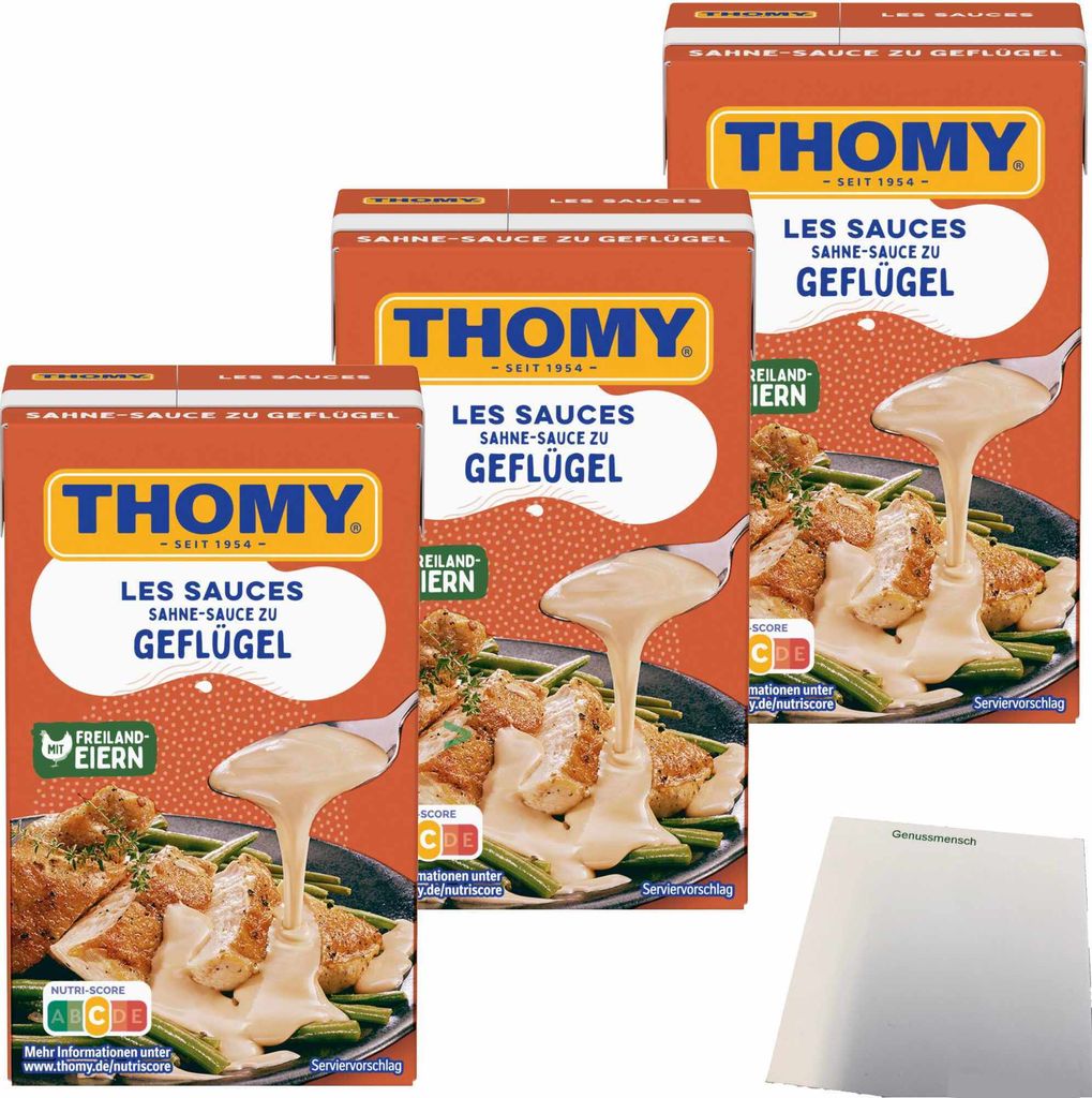 Thomy Les Sauces Geflügel Sahnesauce 3er Pack (3x250ml Packung) + usy Block