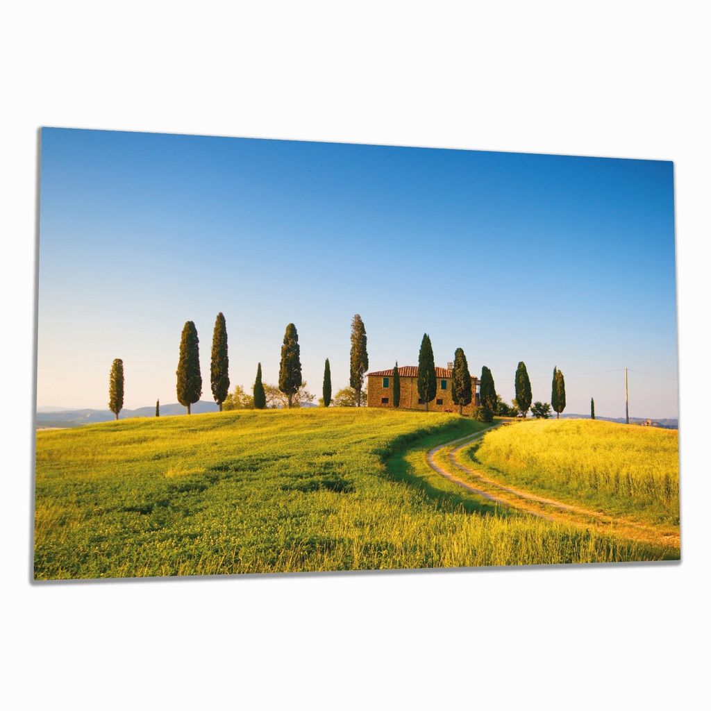 Wallario Herdabdeckplatte aus Glas, Größe 80 x 52 cm 1-teilig, Motiv Villa in der Toskana