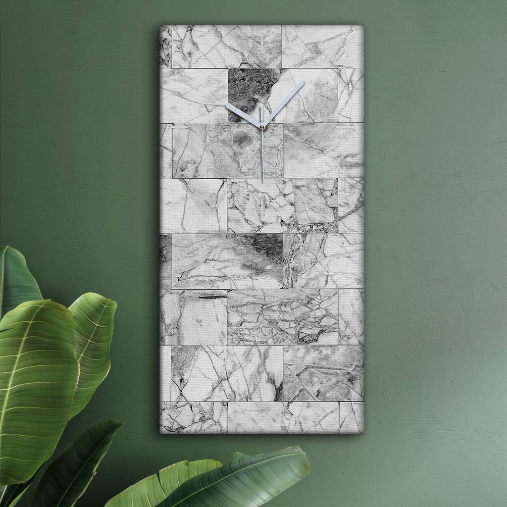 Wohnzimmer Leinwand Uhr Geräuschlos Küche 30x60 Kacheln, Abstrakt, Motive, weiße Zeiger