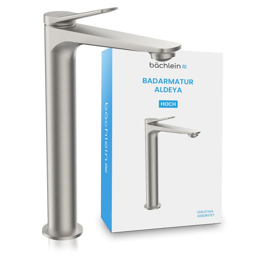 Badarmatur Aldeya hoch - Edelstahl gebürstet