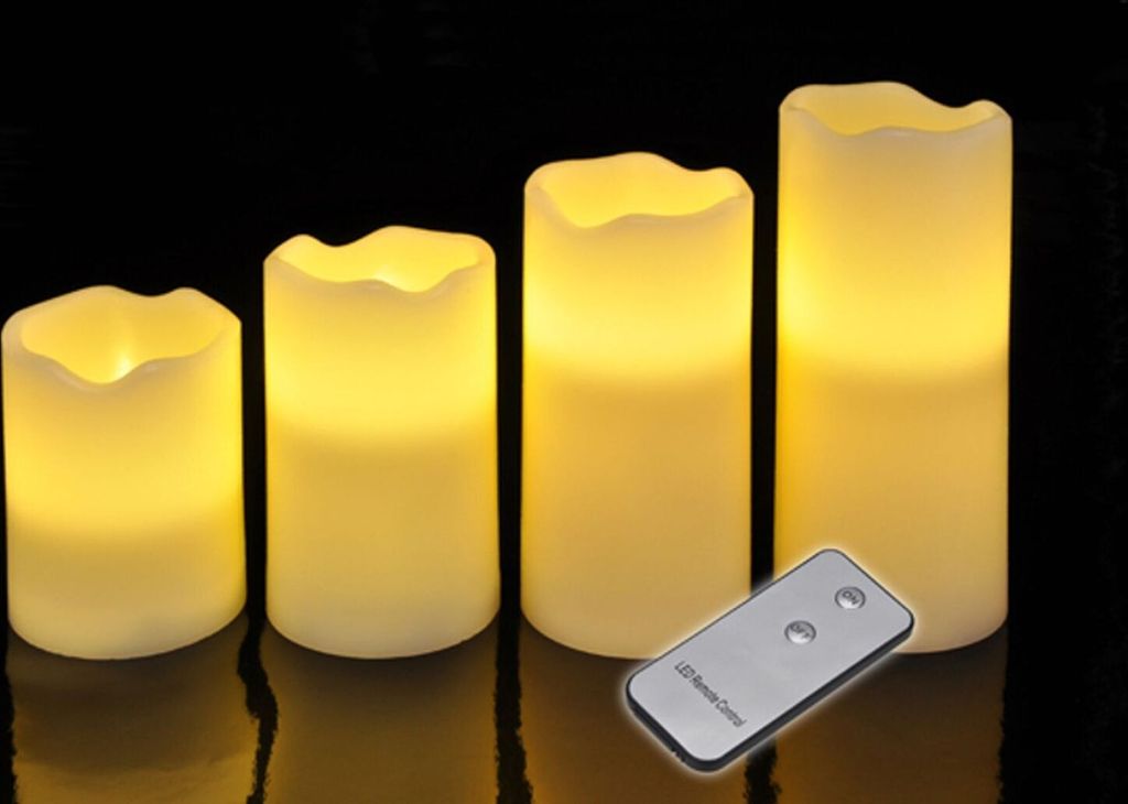 4er Set LED Kerze weiß mit Fernbedienung flammenlose Kerze Produktbild 