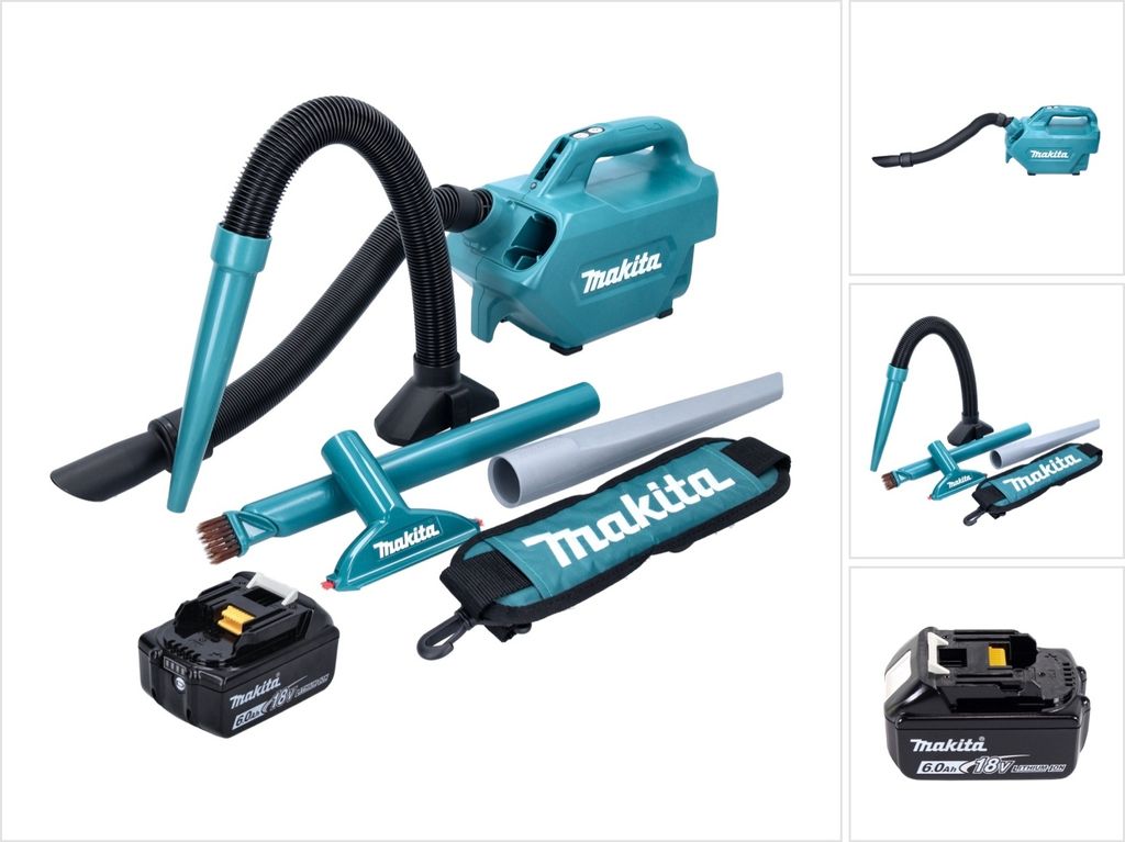 Makita DCL 184 G1 Akku Staubsauger 18 V 54 mbar 0,5 l + 1x Akku 6,0 Ah - ohne Ladegerät
