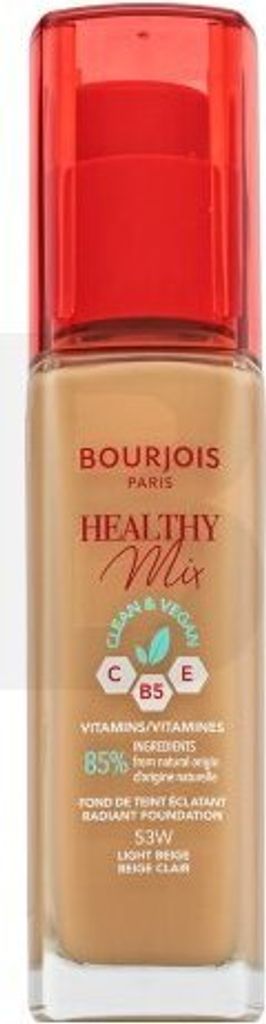 Bourjois Healthy Mix Clean & Vegan Radiant Foundation Flüssiges Make Up für Einigung des farbigen Hauttones 53W Light Beige 30 ml