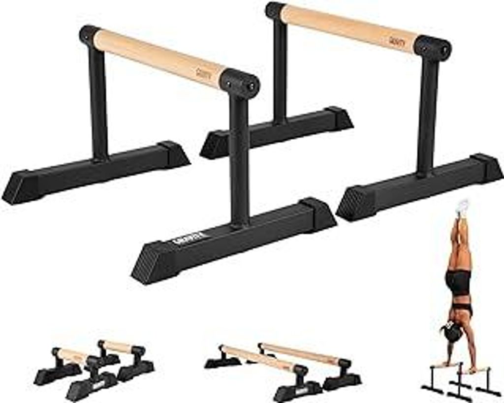 Gravity Fitness Parallettes mit Holzgriffen – medium Dip Bars für stabilen Halt bei calisthenics, körpergewichtstraining, gymnastik, home gym u...
