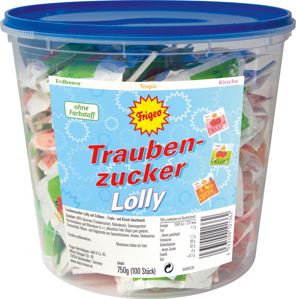 Frigeo 877409 Frigeo Traubenzucker Lolly,100 Immagine del prodotto 