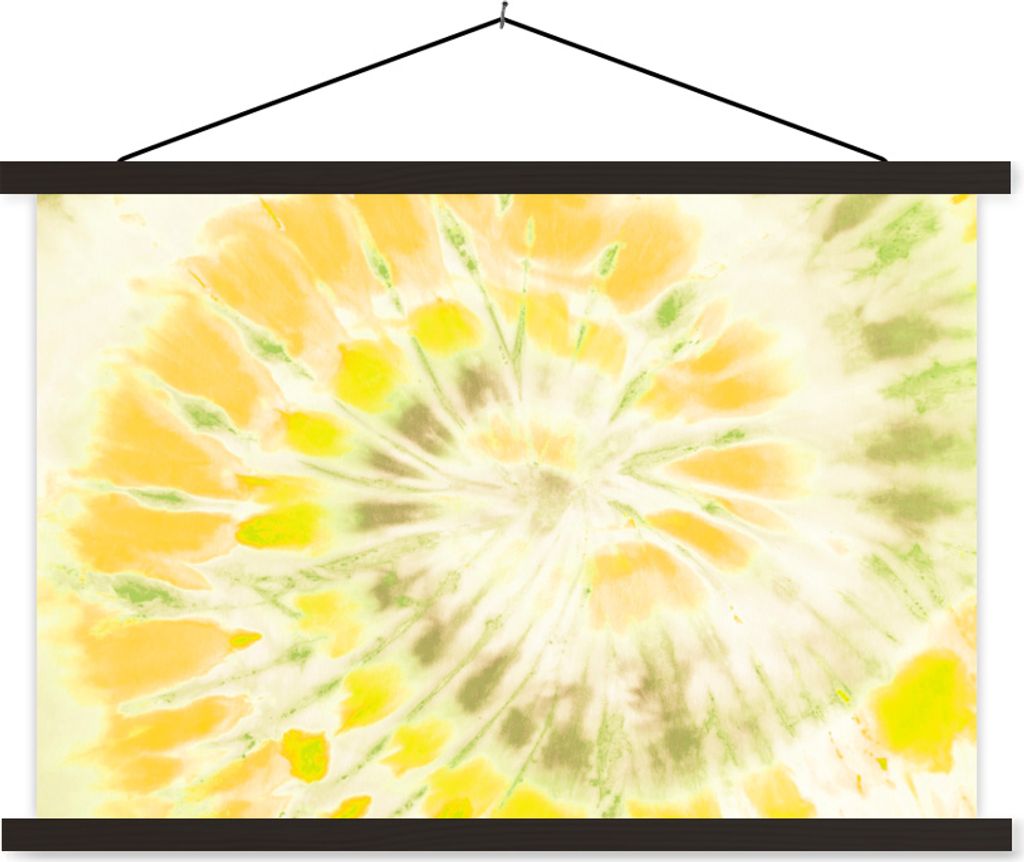 MuchoWow Textilposter Sommer - Gelb - Grün 60x40 cm mit schwarzem Rahmen - Hölzernes