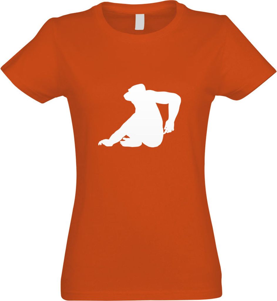Kiwistar - T-Shirt tailliert - Damen - orange - AFFE - Motiv 2 - Gorillas - mit Motiv Bedruckt - Funshirt Design - Sport - Freizeit - Damen - XXL
