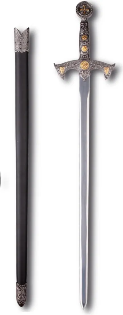 Épée médiévale de collection HK-5518 avec fourreau en métal robuste