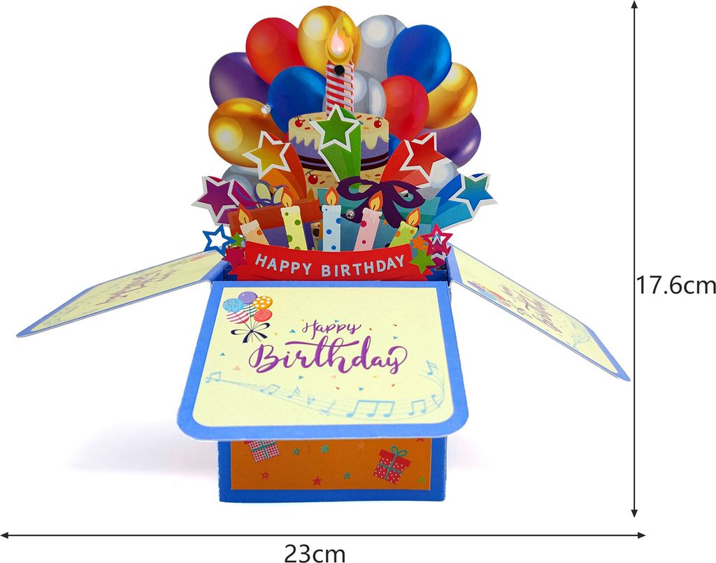 Alles Gute zum Geburtstag-Grußkarte mit leichter Kerze, Musik, batteriebetrieben, 3D-Überraschungsgrußkarte, einzigartiges Geburtstagsgeschenk