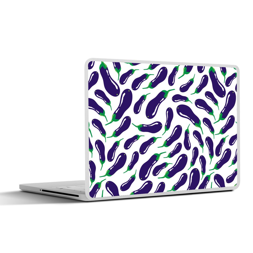 MuchoWow Laptop Aufkleber Sticker Cover Aubergine - Gemüse - Muster 32.5x23.5 cm - Sticker für Laptop - Selbstklebend