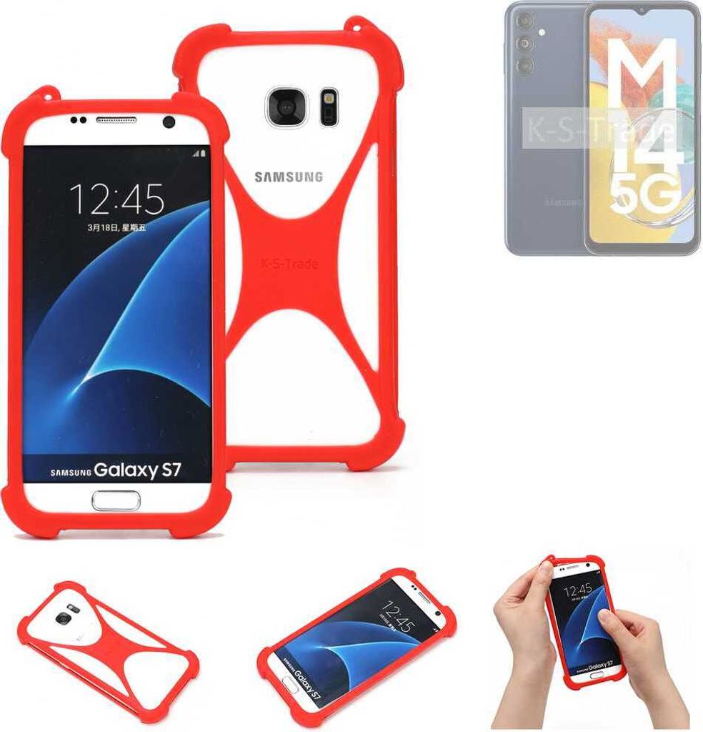 K-S-Trade Handy-Hülle kompatibel mit Samsung Galaxy M14 5G Schutz-Hülle Bumper Silikon Schutz Hülle Cover Case Silikoncase Silikonbumper TPU