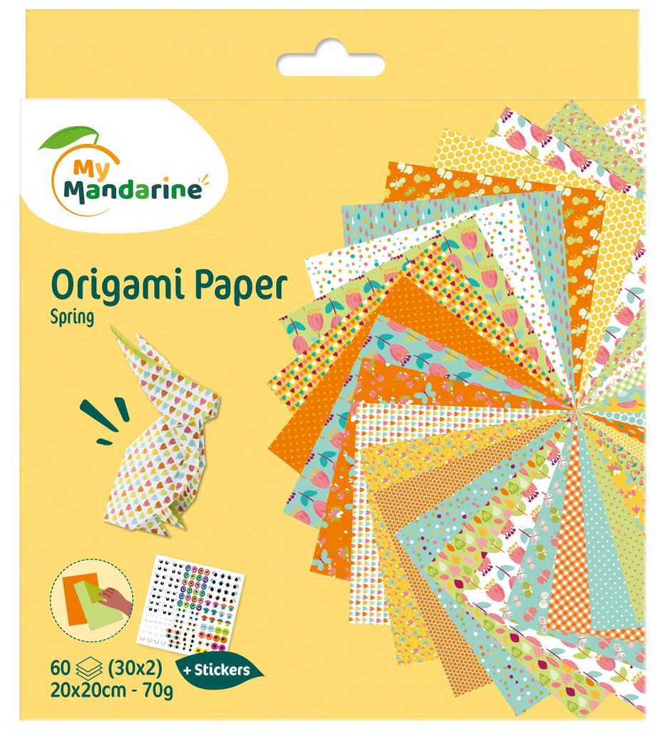Avenue Mandarine 3x Origami Paper Spring, 60 Bl 20x20 cm, 70g Mehrfarbig OR505O