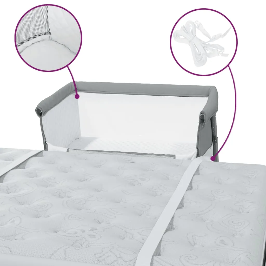 Lit Bébé Complet avec Matelas Confortable Gris Clair en Lin vidaXL - 12