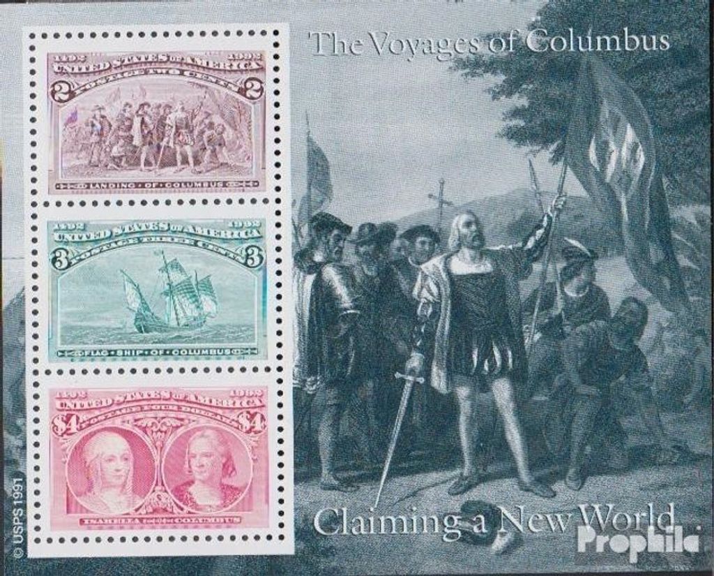 Briefmarken USA 1992 Mi Block29 postfrisch Entdeckung Amerikas
