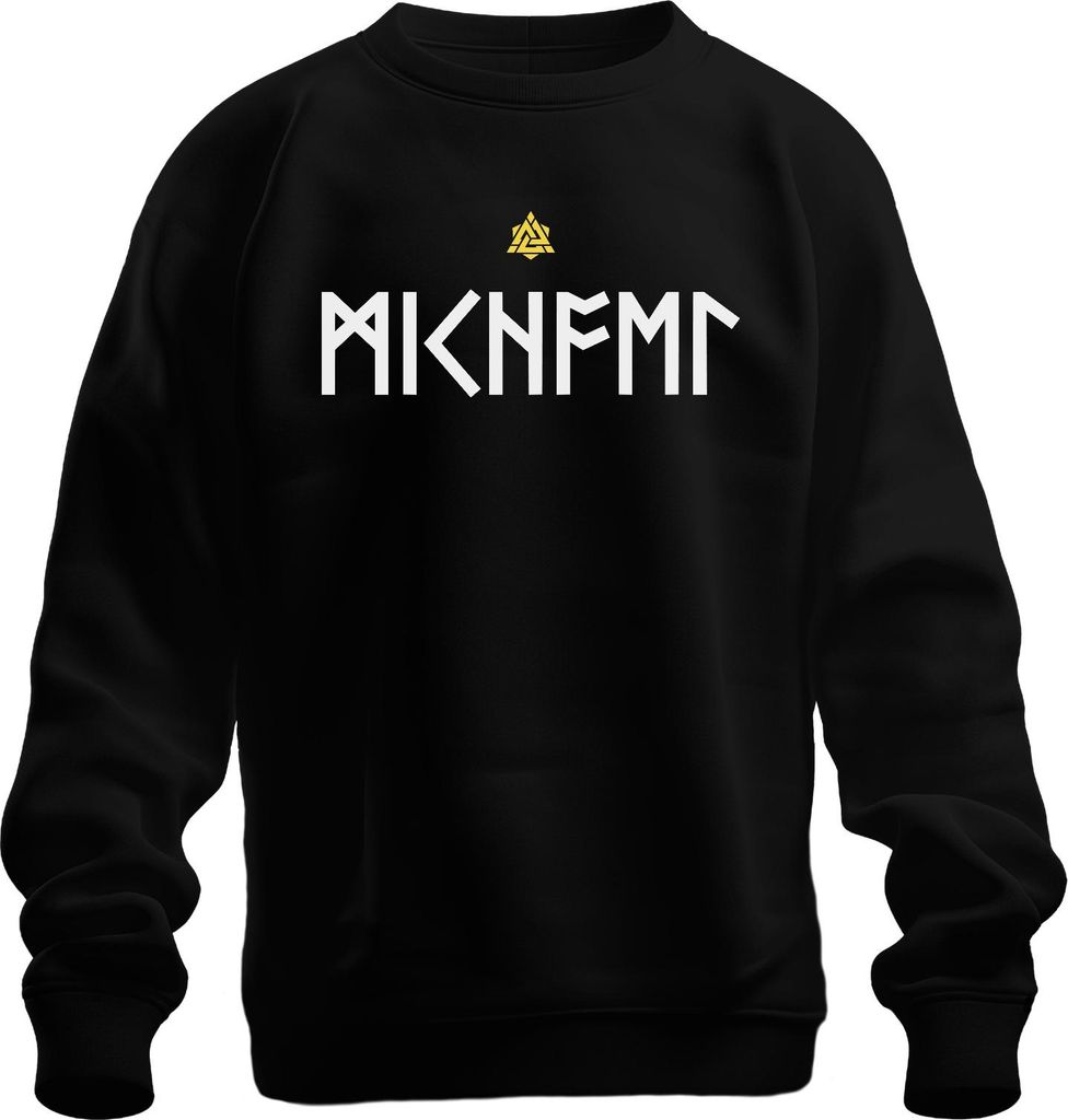 Nordische Runen Valknut Odin Symbol Wikinger Personalisiert Uni Sweatshirt Pullover, Schwarz, 3XL