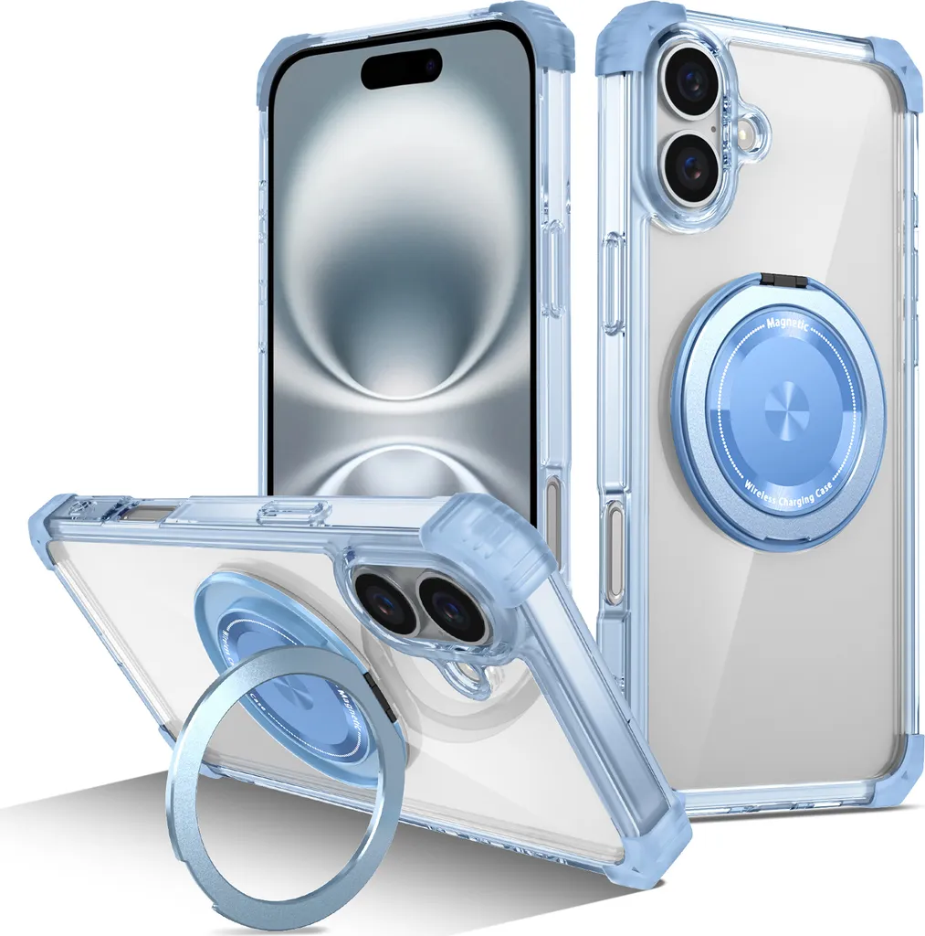 Custodia Trasparente Blu iPhone 16: Protezione MagSafe Invisibile