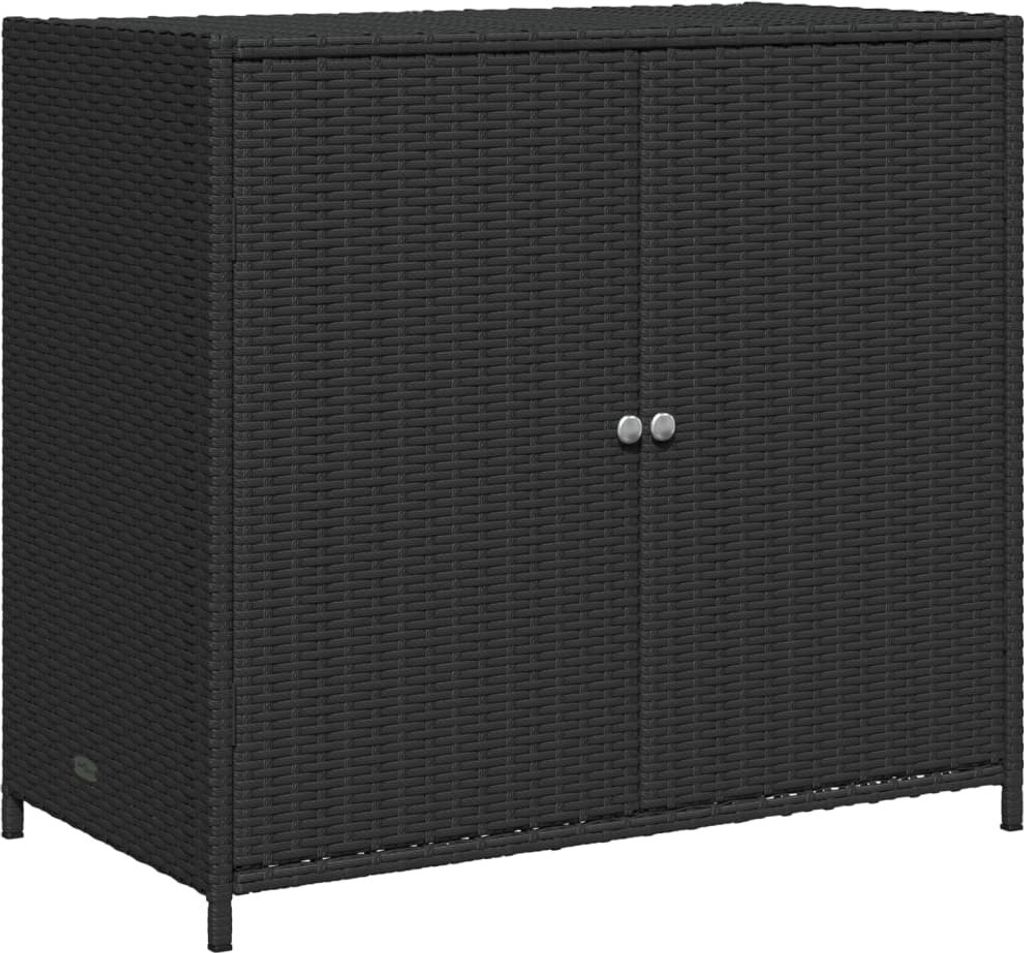 Mobile da giardino nero 83x45x76 cm in poly rattan Immagine del prodotto 