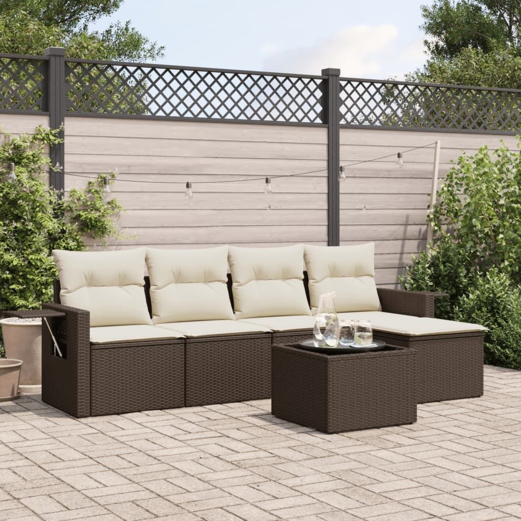 Maison Exclusive - 6-tlg. Garten-Sofagarnitur mit Kissen Braun Poly Rattan