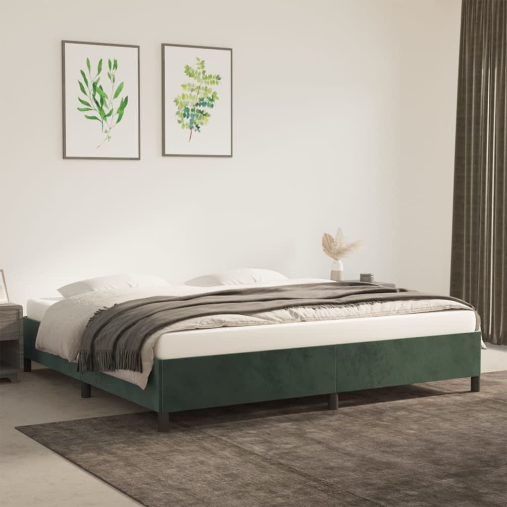 Maison Exclusive - Bettgestell ohne Matratze Dunkelgrün 200x200 cm Samt
