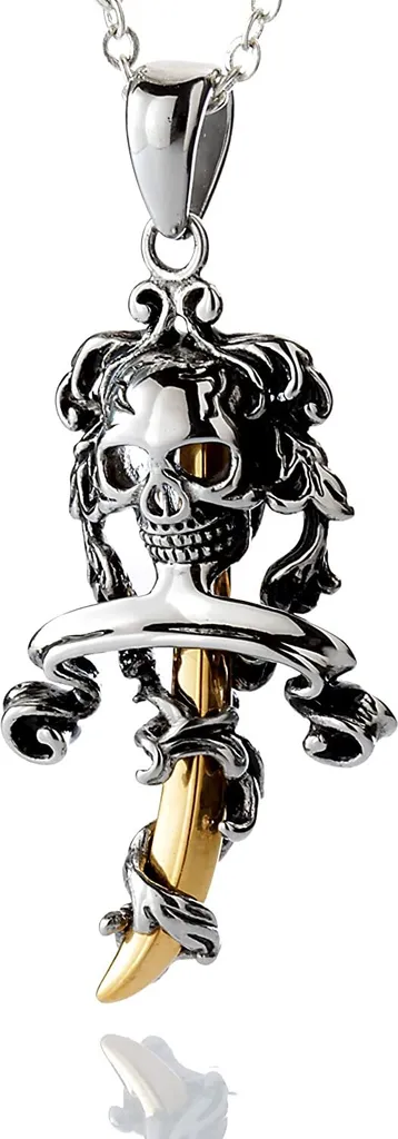 Ciondolo Pirata Acciaio Inox Dorato P4015.20 - Collana 45cm Uomo