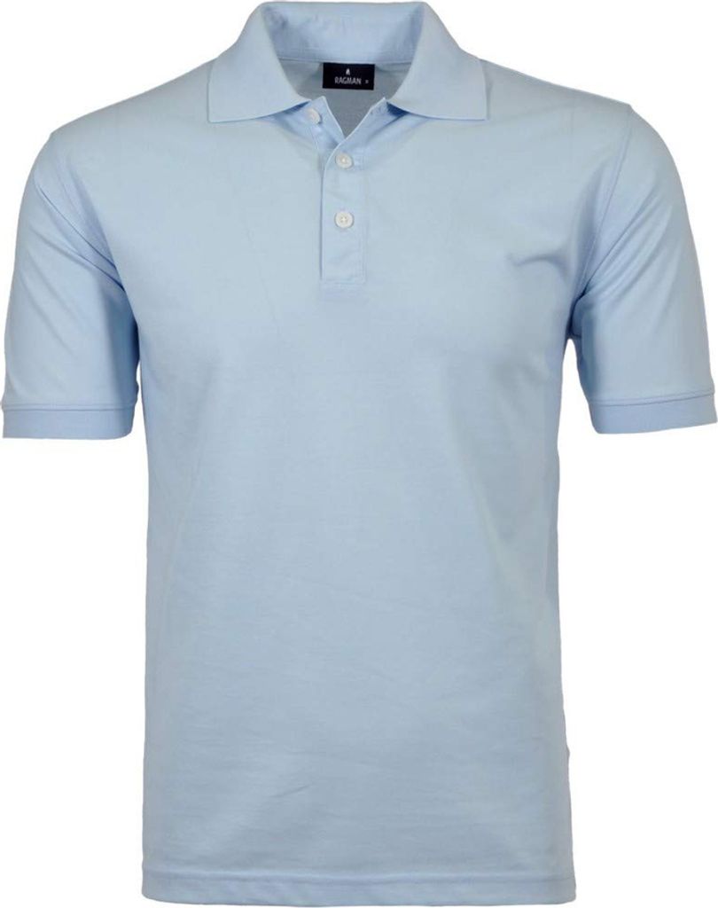 RAGMAN Herren Poloshirt Kurzarm Polokragen Regular Piqué Hellblau XXL