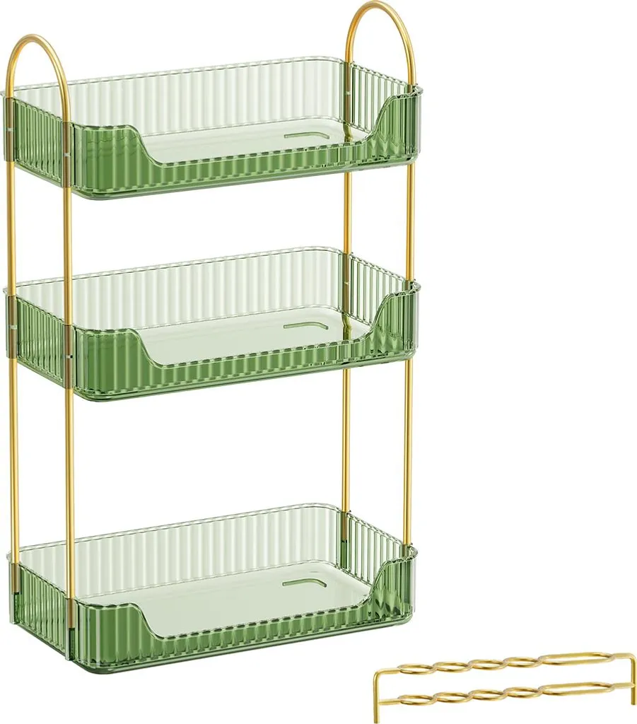 Rangement de maquillage vert amande, présentoir pour cosmétiques