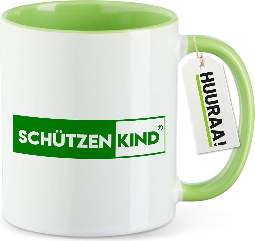 Huuraa Kaffeetasse Schützenkind Modern 330ml Grün Keramik Kaffeebecher Geschenkidee
