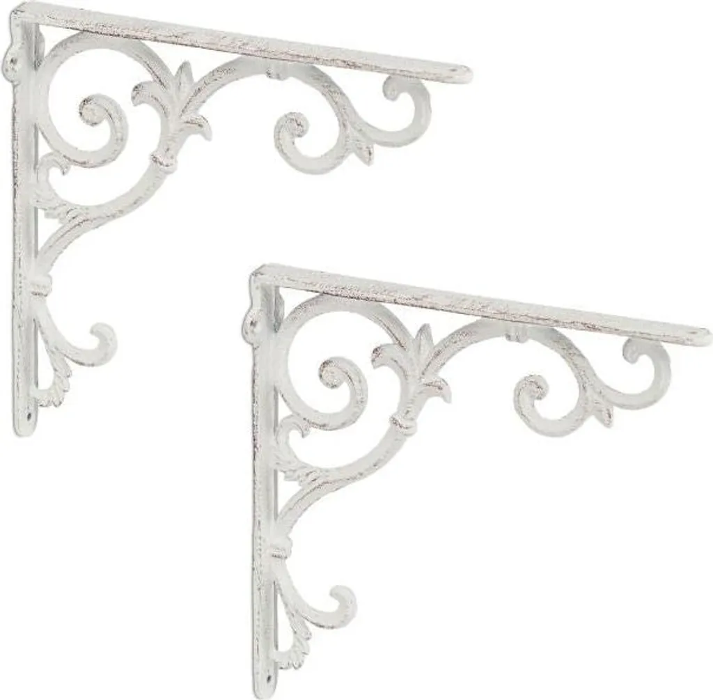 Lot de 2 supports d'étagère look vintage en fonte noire industrielle