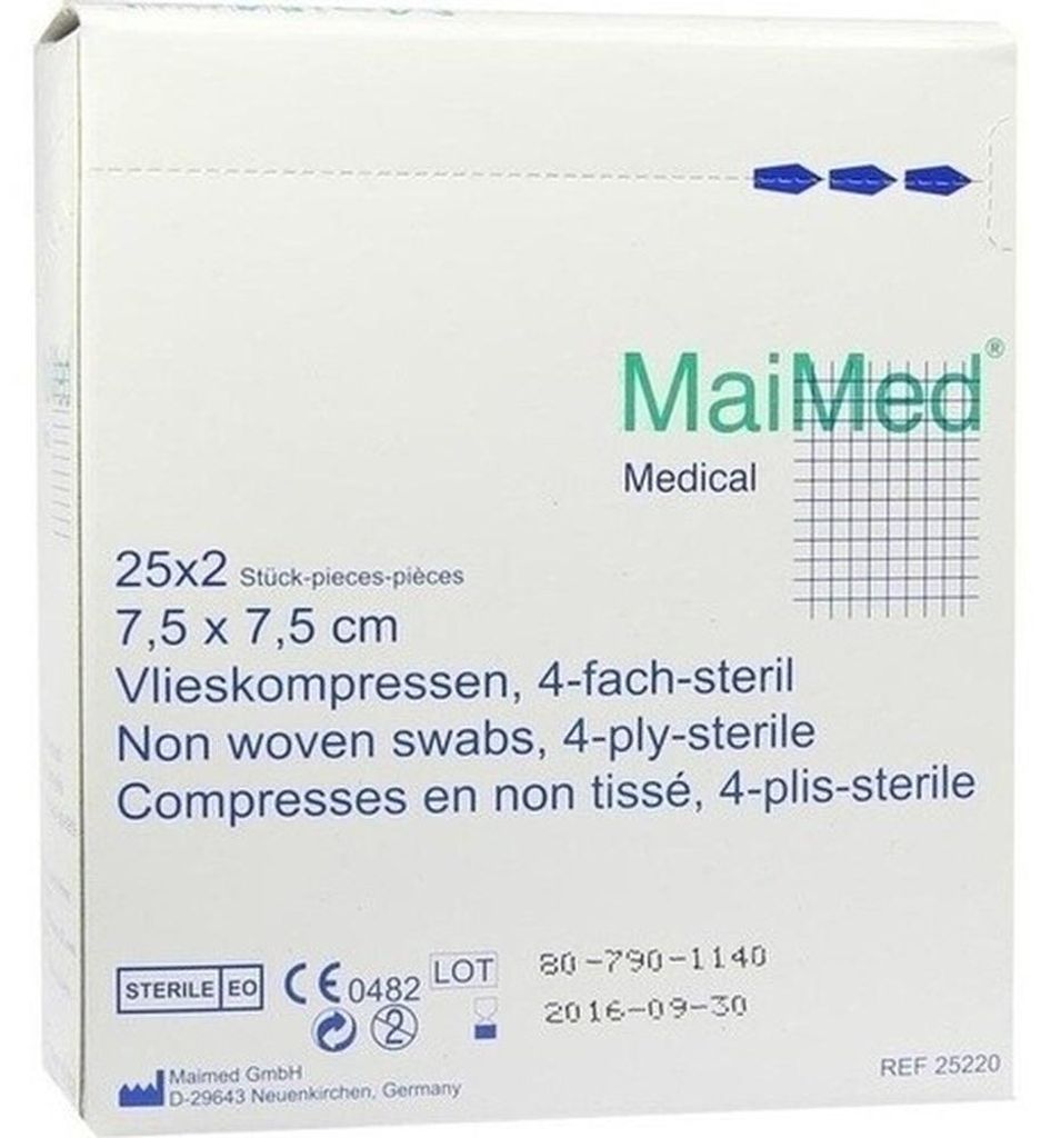 VLIESKOMPRESSEN steril 7,5x7,5 cm Produktbild 