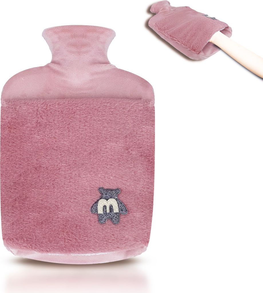 Wärmflasche 2.0L mit Deckel und Kuschelweichem Fellbezug, Produktbild 