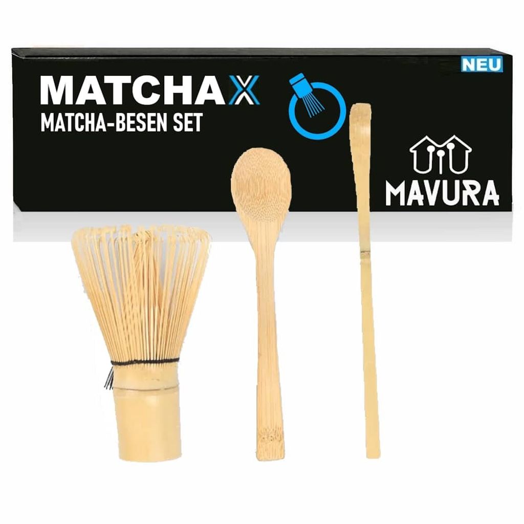 MATCHAX Matcha Besen Set Bambusbesen Chasen Teelöffel Chashaku Teezeremonie 3tlg