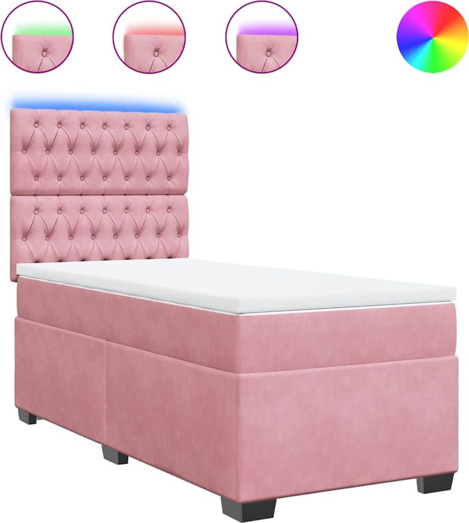 vidaXL Boxspringbett mit Matratze Rosa 90x190 cm Samt