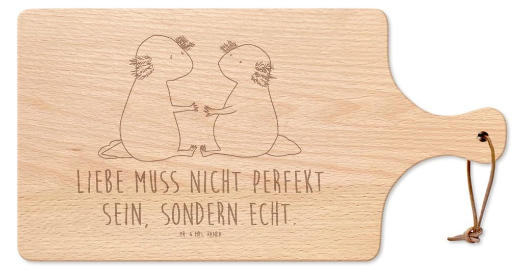 Mr. & Mrs. Panda Schneidebrett Axolotl Liebe - Transparent - Geschenk, Küchenbrett, Valentinstag, Holzbrett, Frühstücksbrettchen, Hackbrett, sch...