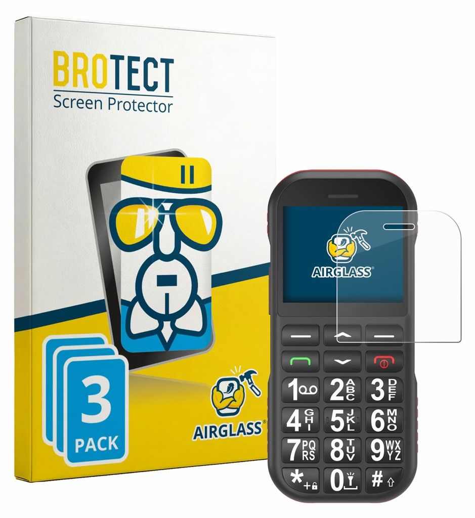 3x BROTECT Schutzglas für Ufferson Seniorenhandy Schutzfolie Panzer Folie Glas Display Schutz klar