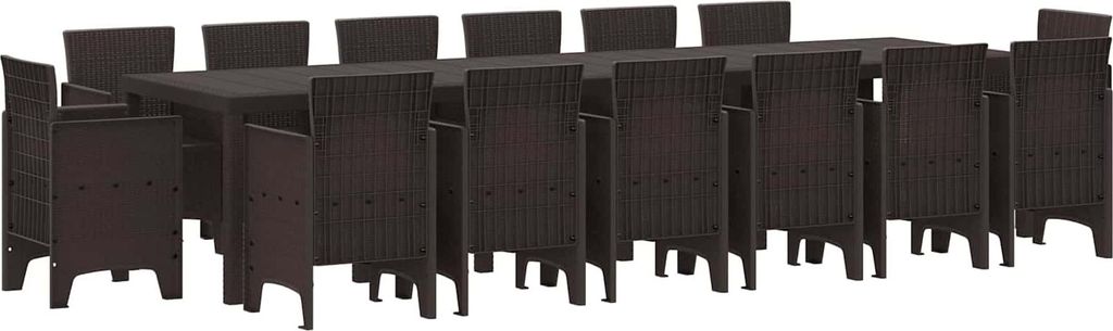 Garten Essgruppe 15 pcs Braun Polt Rattan