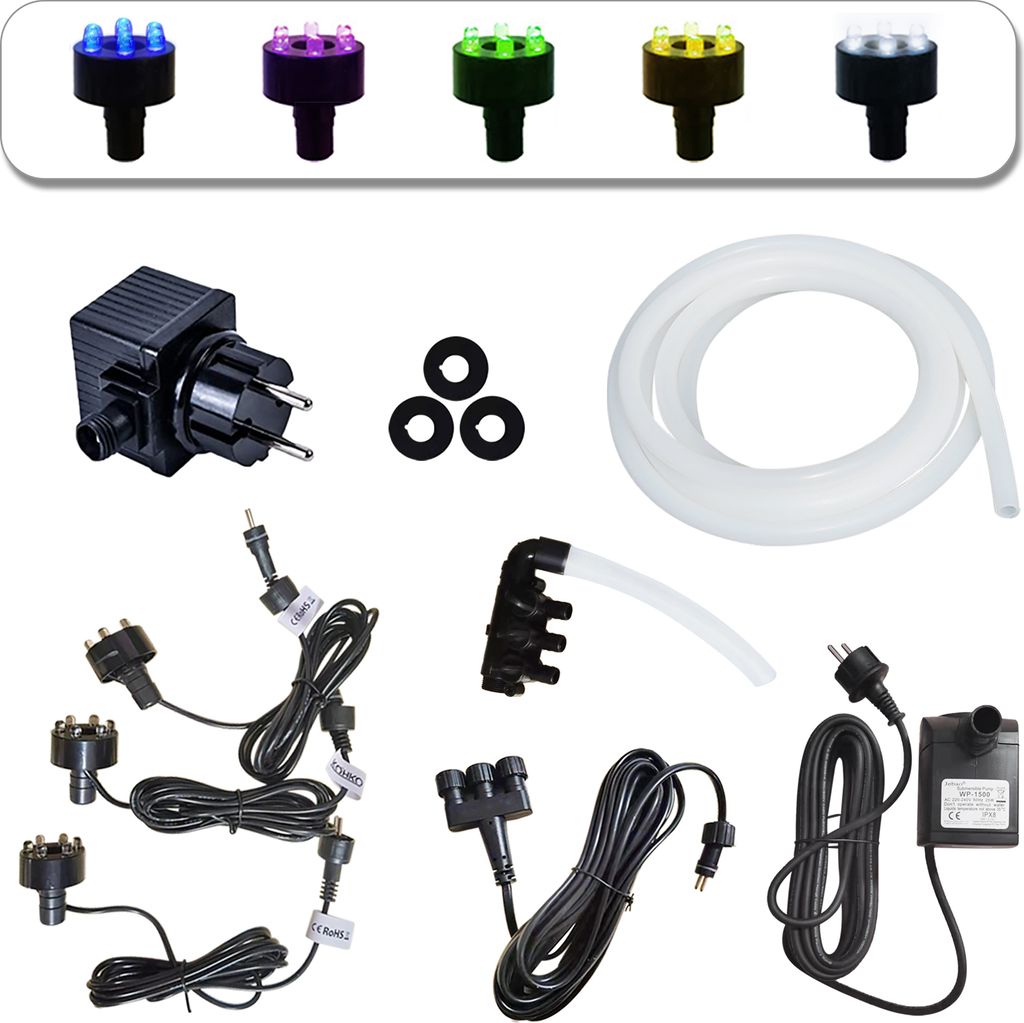 Köhko zestaw pompy 2000 l/h do fontann, 3 LED (ciepła Zdjęcie produktu