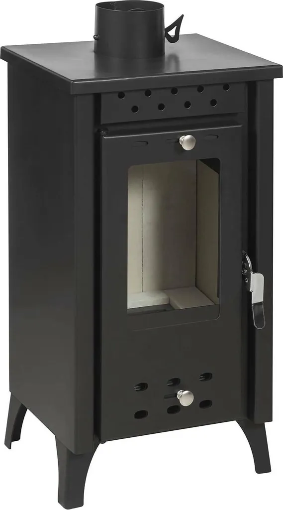 Chauffage au bois Aquino noir compact 74h cm idéal pour grandes pièces