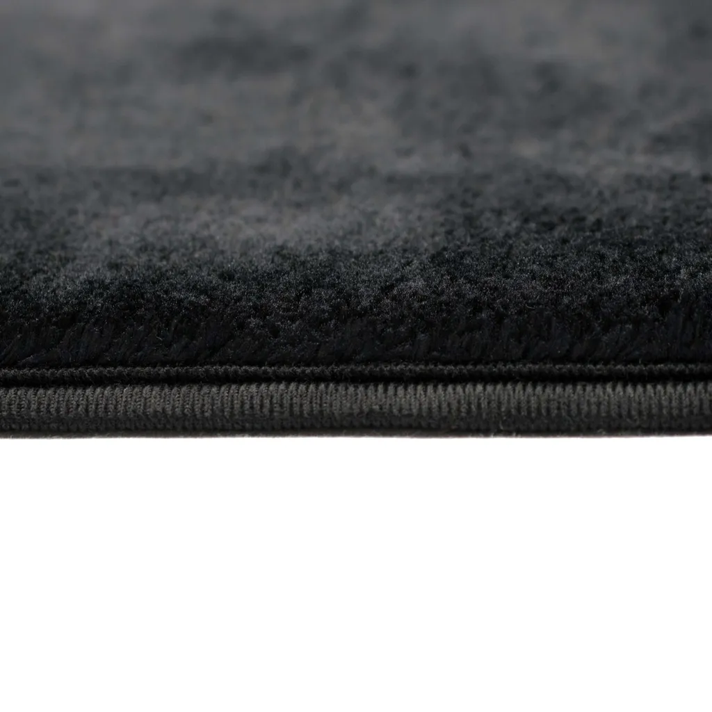 Tapis de bain noir 80x120 lavable machine, design coins arrondis - 3