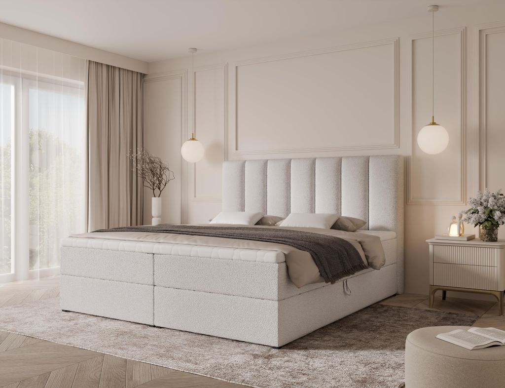 Emlar Boxspringbett Bella 160x200 - Bett mit Matratze und Topper - Boxspringbett mit Bettkasten und Matratze - Boxspringbett Weiß (Quelle 01)