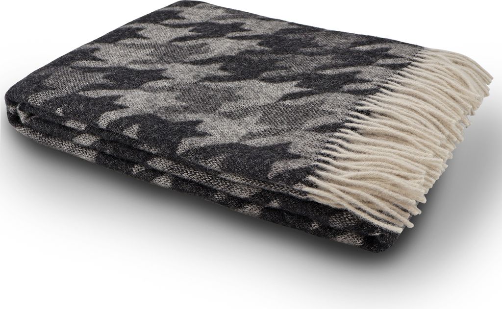 Fair De Luxe Wolldecke 100% Wolle | wärmende Wohndecke/Plaid vielseitig einsetzbar | Anthrazit