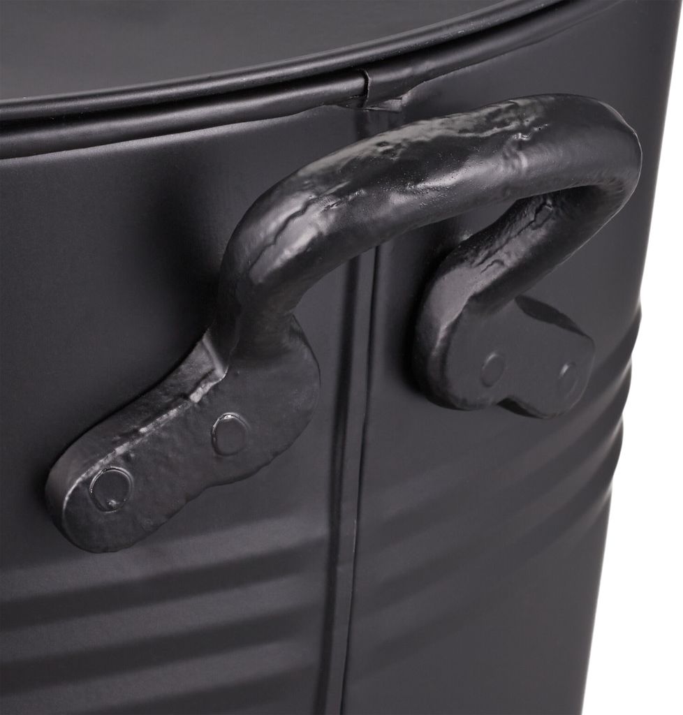 Relaxdays Secchio Raccolta Cenere 19 L – Con Coperchio, Paletta E Scopino, In Acciaio E Legno