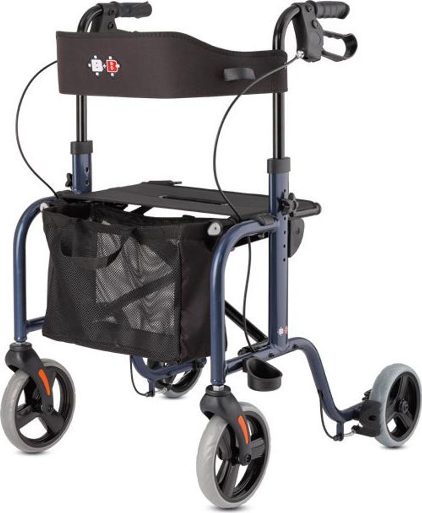 Bischoff & Bischoff RL-Smart Rollator, faltbar – Leichtgewicht-Rollator für drinnen und draußen, mit abnehmbarer Tasche und Stock-Halter, Nacht...