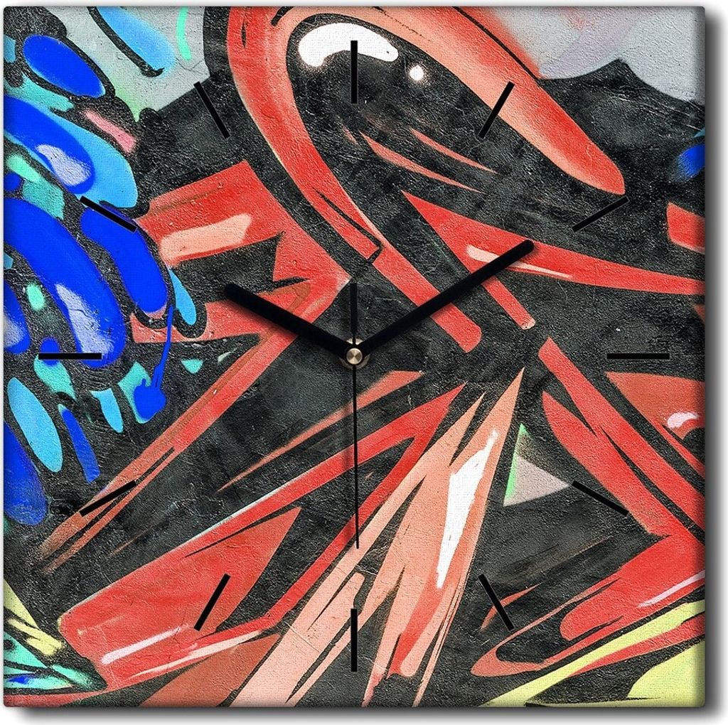 Coloray Uhr auf Leinwand 30x30 cm Wand Uhr Dekoration Wohnzimmer Segeltuch schwarze Hände -City Street Graffiti.