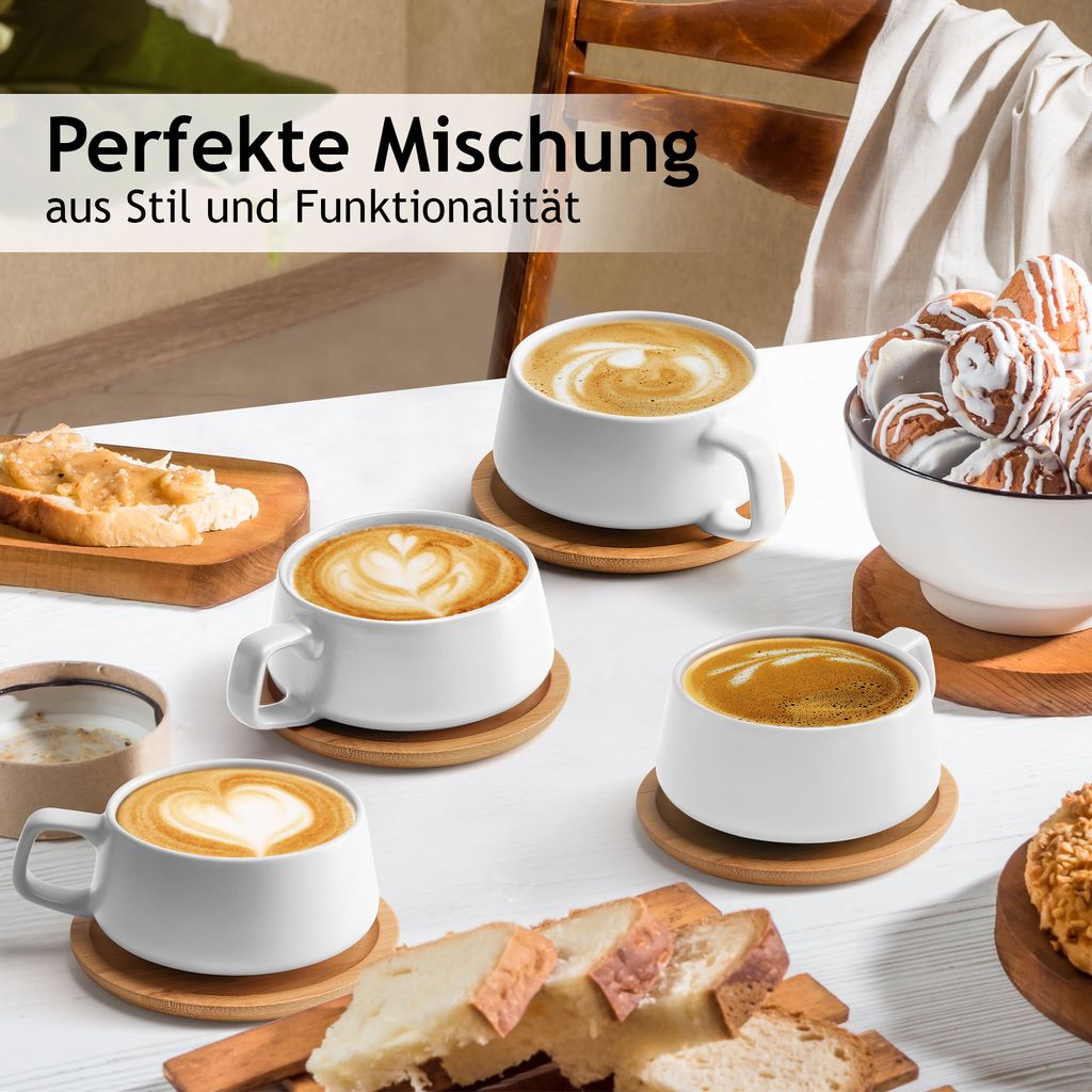 MIAMIO Cappuccinotassen Set 4x320ml (Weiß)